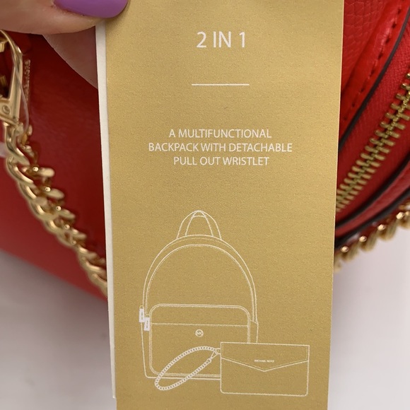 MICHAEL KORS DARK SANGRIA 
Maisie Medium Pebbled Leather 2-in-1 Backpack - Picture 15 of 16